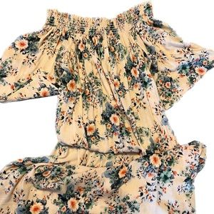 Long drape dress with florals